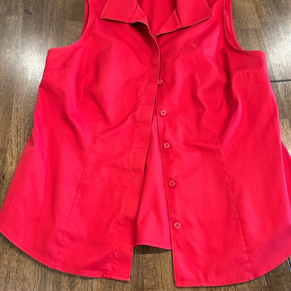 Chico's Shirt Womens 2 Red Sleeveless Lightweight Button Up Casual Comfort‎ - Picture 2 of 4